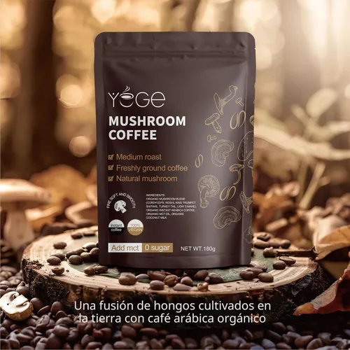 Miniatura 9 de Café de hongos, café instantáneo de hongos con cordyceps, reishi, trompeta rey, shiitake, cola de pavo, melena de león para energía, concentración