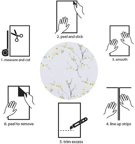 Miniatura 7 de WENMER Papel tapiz floral beige para despegar y pegar, 17.71 x 197 pulgadas, moderno papel tapiz floral extraíble para dormitorio, gabinetes