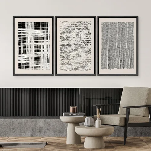 Miniatura 393 de SIGNWIN Lienzo enmarcado para pared, arte con pinceladas de flujo neutro en tonos beige abstractos, ilustraciones, arte moderno, decorativo