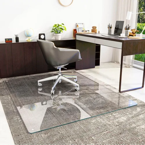 Miniatura 8 de [Vidrio templado] Tapete para silla de vidrio de 40 x 80 pulgadas, tapete para silla de oficina de 1/5 pulgadas de grosor para alfombra o suelo