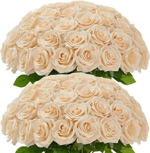 Miniatura 22 de Carlita's Blooms 15 piezas Rosas Falsas Flores Artificiales de Seda Flor Rosa Falsa Tallos Largos Ramo para Arreglo Centro de Mesa de Boda Fiesta