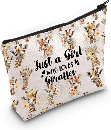 Miniatura 8 de LEVLO Divertida bolsa de cosméticos – Regalo para amantes de los animales – Just A Girl Who Loves Giraffes Makeup Zipper Bag Bag Loves Giraffe Ama a