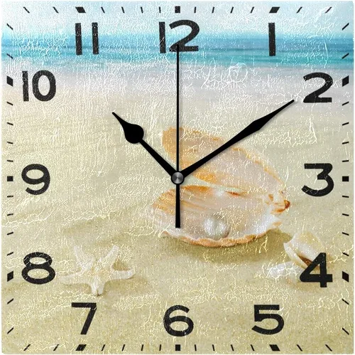 Miniatura 16 de Naanle Reloj de pared cuadrado con estampado de rocas en 3D, 8 pulgadas, funciona con pilas, reloj de escritorio analógico silencioso de cuarzo