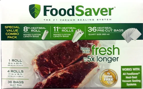 Miniatura 6 de FoodSaver Special Value - bolsas sellables combo rollo de 1-8", 4-11". bolsas pre cortadas