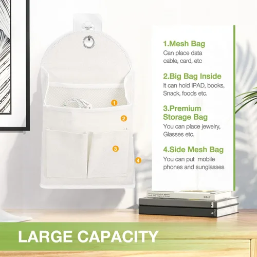 Miniatura 4 de Ndeno Paquete de 2 bolsas organizadoras para colgar en la pared con bolsillos, bolsa de almacenamiento de tela, cesta impermeable sobre la puerta