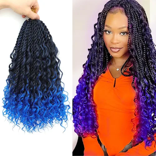Miniatura 19 de Cabello senegalés de ganchillo con extremos rizados, 12 pulgadas, 8 paquetes de cabello bohemio de ganchillo con rizos de diosa, rizos de ganchillo