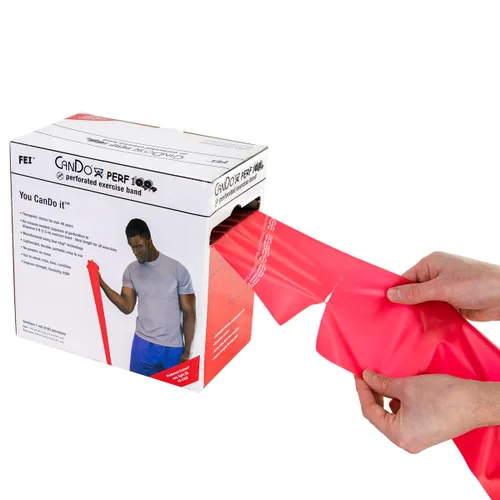Miniatura 2 de Banda para hacer ejercicio CanDo, de bajo polvo, 4 pies de longitud, Luz roja, 1 2-Luz roja