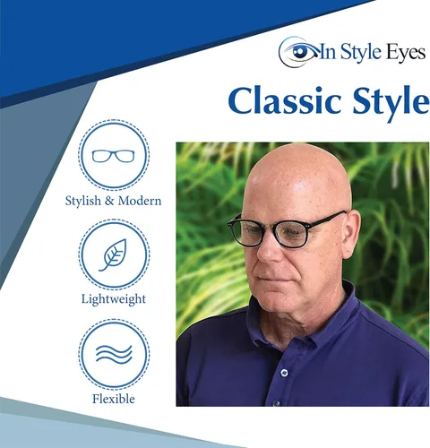 Miniatura 5 de In Style Eyes Gafas de lectura modernas, montura completa, estilo ovalado clásico, marco ligero con bisagras de resorte de metal, color negro, 1.0 x