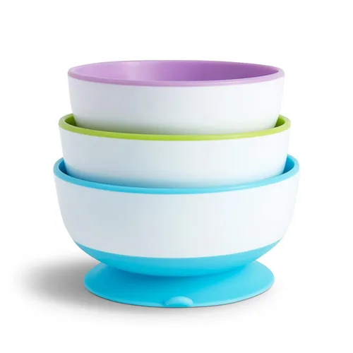 Miniatura 5 de Munchkin® Stay PutTM - Platos de ventosa, cuencos y vasos de aperitivos para niños pequeños (azul/verde/morado)