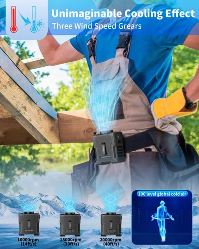 Miniatura 2 de EasyAcc - Ventilador de cintura portátil, ventilador personal portátil 5 en 1 con LED y ventilador de cuello de 10000 mAh y ventilador
