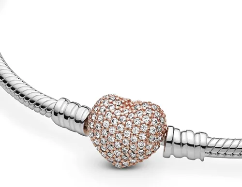 Miniatura 4 de PANDORA Jewelry Moments - Pulsera de circonita cúbica con cierre de corazón brillante Metal Circonita cúbica
