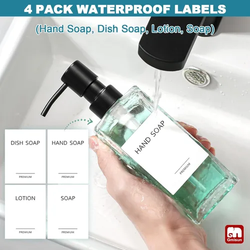 Miniatura 4 de Dispensador de jabón de vidrio GMISUN con bomba de acero inoxidable, dispensador de jabón de manos transparente para baño, juego de dispensadores