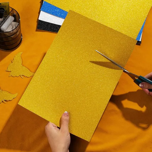 Miniatura 4 de 50 hojas de cartulina con purpurina gruesa para fiestas de cumpleaños, manualidades e invitaciones (dorado, 12 x 12 pulgadas)