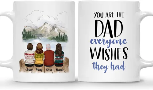 Miniatura 26 de Gossby Taza personalizada (3 hijas) Thank You Dad For Everything, taza personalizada para papá, de regalo, día del padre, cumpleaños, 11 onzas, 15 3