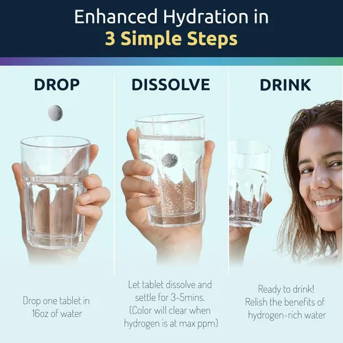 Miniatura 6 de Comprimidos de agua de hidrógeno Invigorated Water con magnesio - 12 PPM de hidrógeno molecular H2 para agua potable - Apoya la energía, el cerebro