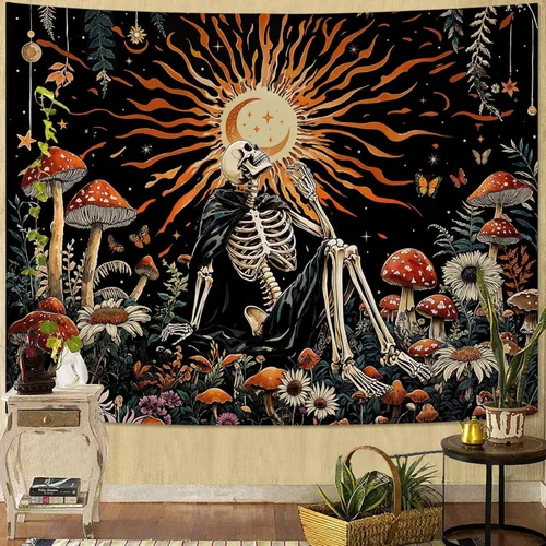 Miniatura 16 de Kanuyee Tapiz de Esqueleto de los Amantes Tapiz Gótico para Dormitorio Tapices de Cartas del Tarot Góticas para Colgar en la Pared Decoración El