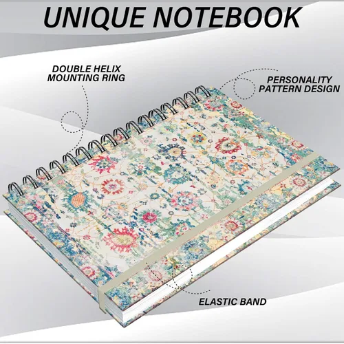 Miniatura 3 de Cuaderno de espiral, diario en espiral de tapa dura, 5.5 x 8.3 pulgadas, papel grueso de 80 GSM, 60 hojas de 120 páginas, con banda elástica