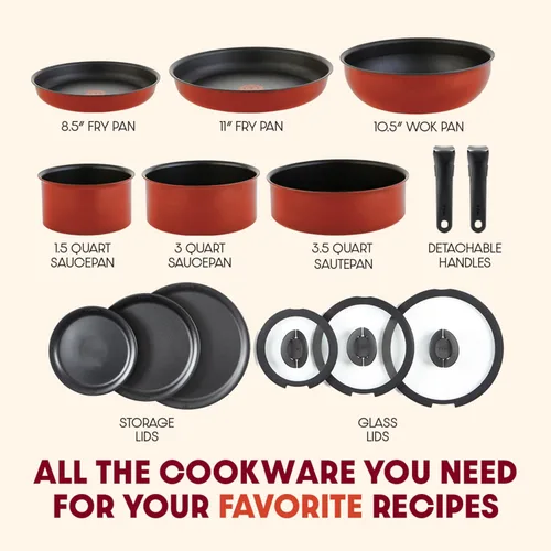 Miniatura 2 de T-fal Ingenio Expertise - Juego de utensilios de cocina antiadherentes, 14 piezas, inducción, apto para horno 500F, utensilios de cocina, ollas