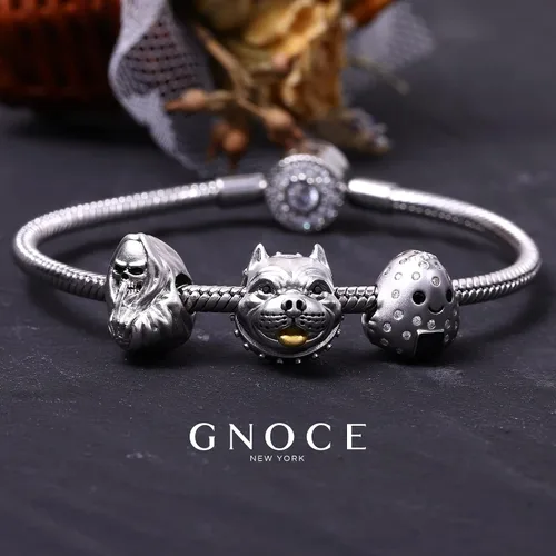 Miniatura 5 de GNOCE Bully Pitbull - Abalorio de plata de ley para pulsera collar de regalo para mujeres y niñas esposa e hija
