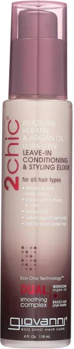 Miniatura 10 de GIOVANNI 2chic Elixir de acondicionamiento y peinado ultra lujoso sin enjuague, crema suavizante para cabello rizado y ondulado, enriquecido