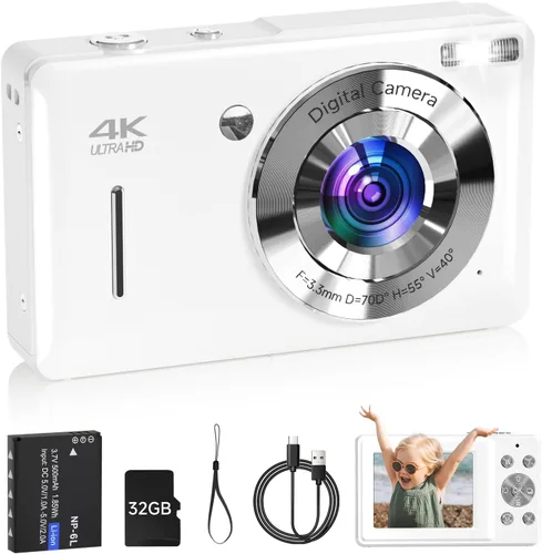 Miniatura 10 de Cámara digital para niños, FHD 1080P 44MP Cámara digital de punto y disparo con detección de rostros, captura de sonrisas, zoom 18X, 20 filtros