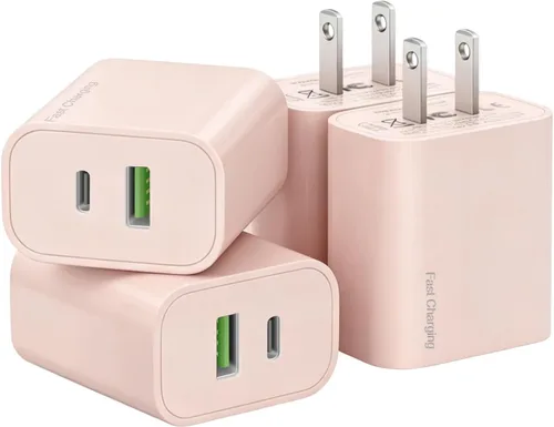 Miniatura 10 de Paquete de 4 bloques de cargador USB C, cargador de puerto USB-C y USB-A de 20 W, para i Phone 17/16/15/14/13/12/11/X/8, i Pad y más Blanco
