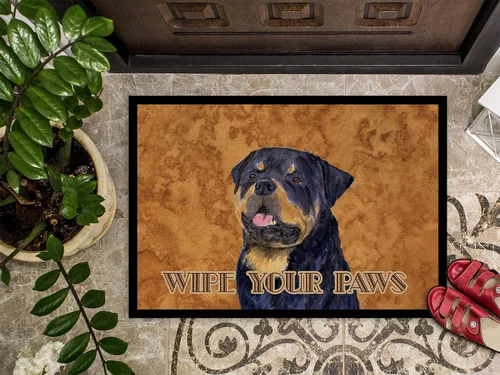 Miniatura 3 de Caroline's Treasures SS4880JMAT Rottweiler Wipe Your Paws - Felpudo para puerta delantera, 24 x 36 pulgadas, para interiores y exteriores
