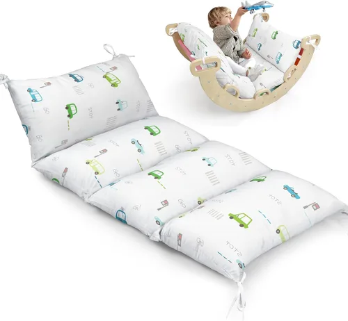 Miniatura 8 de BlueWood Cojín para arco de escalada, almohada suave y antideslizante de filosofía Montessori para niños, cojín Pikler para leer, jugar