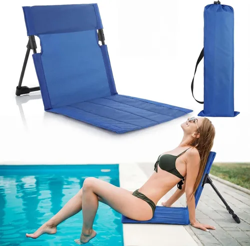 Miniatura 14 de Karenhi Sillas plegables junto a la piscina para borde de la piscina, sillas de playa portátiles con soporte trasero, asientos plegables de piscina