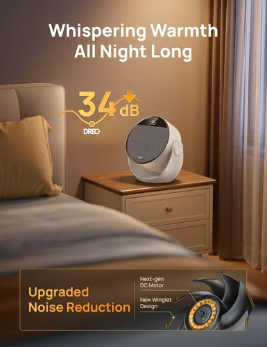 Miniatura 7 de Dreo Calentador de espacio de 1500 W, inclinación ajustable de 60°, calentadores eléctricos portátiles de 10.5 pies/s para uso en interiores