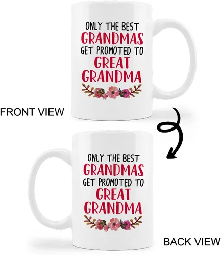 Miniatura 4 de Taza de cerámica con texto en inglés «Only The Best Grandmas Get Promoted to Great Grandma», taza de té con leche de 11 onzas, regalo de cumpleaños