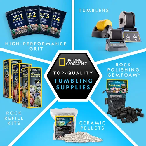 Miniatura 7 de Kit de recambio para pulidor de rocas National Geographic 3 libras de piedras preciosas y rocas en bruto para pulir, incluyendo amatista y cuarzo.
