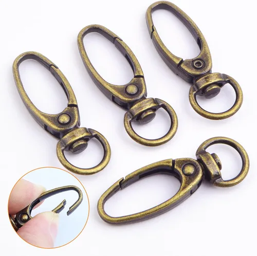 Miniatura 4 de 50 clips giratorios de 1.496 in y 360 grados, llavero de metal, cierres de langosta ovalados curvos, ganchos a presión para llaveros, cordón, bolso