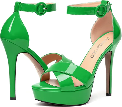 Miniatura 62 de MODENCOCO Sandalias de boda con correa de tobillo sexy para mujer, con plataforma y puntera abierta, tacón de aguja y tacón alto, zapatos de vestir