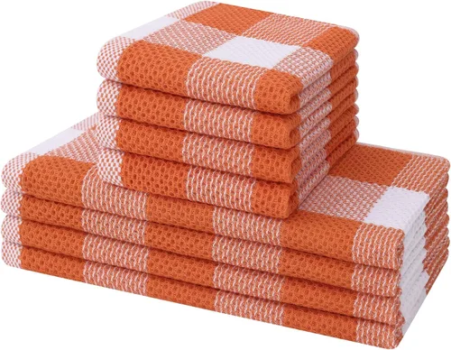 Miniatura 46 de Mordimy Toallas de cocina 100% algodón con tejido de gofre, 13 x 28 pulgadas, paños de cocina súper suaves y absorbentes para secar platos, paquete