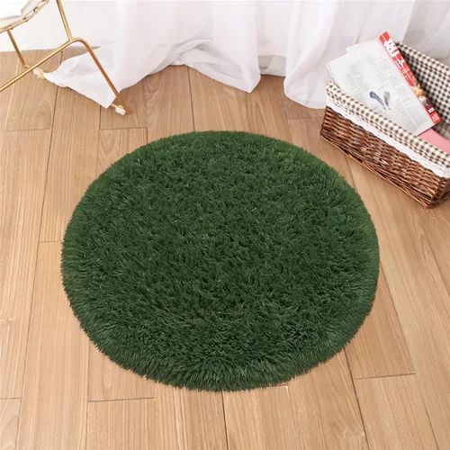 Miniatura 26 de Alfombra circular pequeña para dormitorio, 2 x 2 pies, color azul, para decoración de habitación de niños, redonda esponjosa para guardería