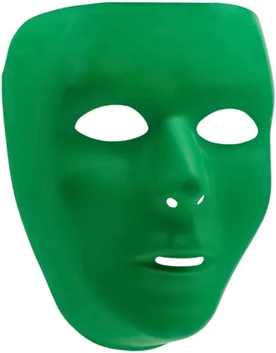 Máscara facial completa de plástico verde, 6.25 x 7.75 pulgadas (paquete de 1), accesorio de fiesta vibrante, perfecto para festivales, cumpleaños y