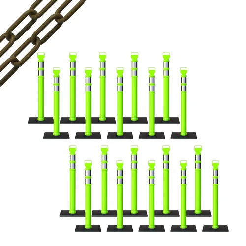 Miniatura 30 de Trafford Industrial - Juego de 20 postes de delineador de 45 pulgadas, collares reflectantes de 3 pulgadas, base de goma de 10 libras