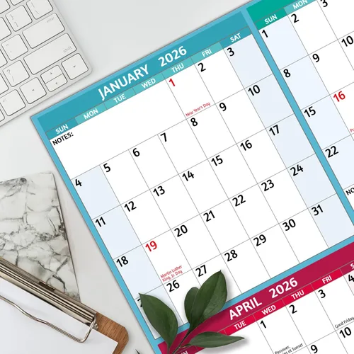Miniatura 6 de Calendario anual de pared 2026 – Calendario anual grande 2026 vetical, enero 2026 – diciembre 2026, 25.2 x 38.2 pulgadas (abierto), calendario 2026