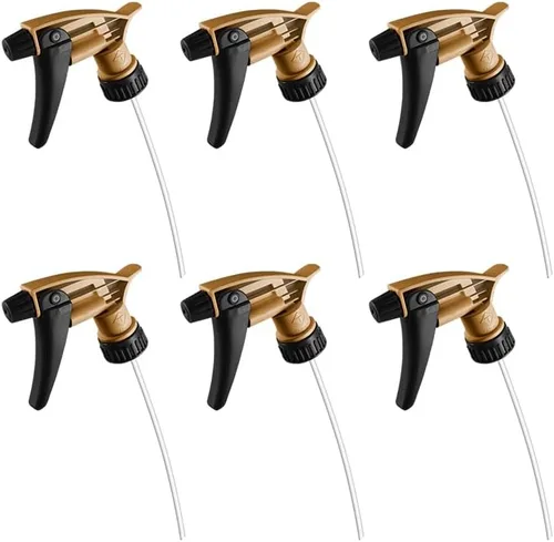 Nanoskin Paquete de 6 rociadores de gatillo resistentes a los ácidos, color dorado, tubo de inmersión de 9 1/4 pulgadas, alto rendimiento, diseño