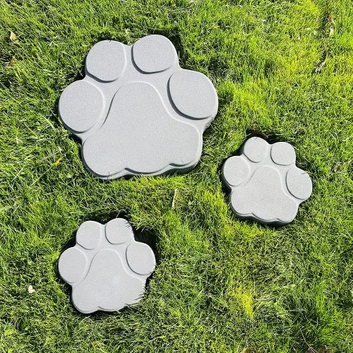Miniatura 3 de AUTUMN USA - Juego de 2 moldes de piedra escalonada con estampado de patas de perro y gato para decoración de jardín antideslizante