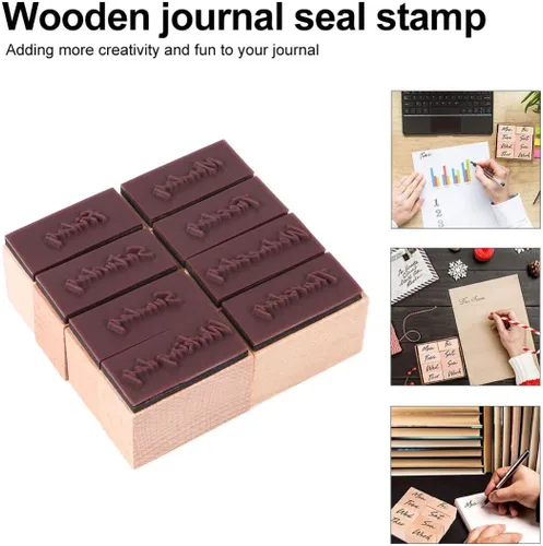 Miniatura 8 de EXCEART Kit de sellos de letras de madera con sellos de semana y abreviatura para álbumes de recortes, diario, manualidades, 1.22 x 0.59 x 0.59