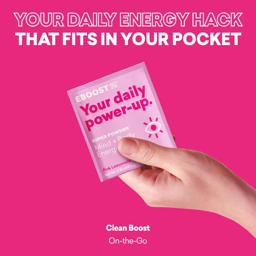 Miniatura 7 de EBOOST Bebida energética y electrolitos en polvo, 20 paquetes – Limonada rosa súper polvo sin azúcar añadido – Mezcla esencial de vitaminas