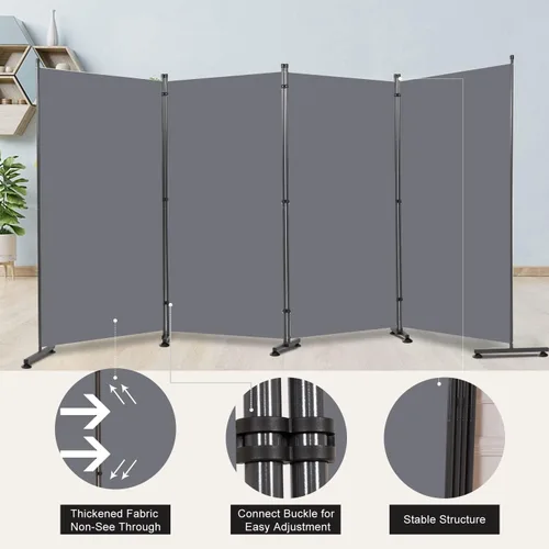 Miniatura 4 de Divisor de habitación de 6 pies de pantallas plegables de privacidad, 4 paneles divisores de habitación con diseño independiente, divisor de pared