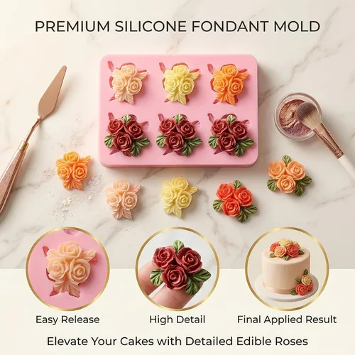 Miniatura 4 de Molde de silicona de 6 cavidades para decoración de pasteles, para boda, día de San Valentín, fiesta de cumpleaños, aniversario, decoración