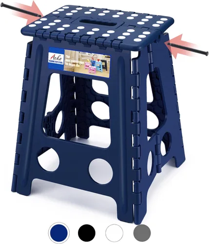 Miniatura 46 de ACKO Taburete plegable plegable de 16 pulgadas, 400 libras de capacidad, taburetes de plástico para adultos y niños, taburetes plegables para Blanco