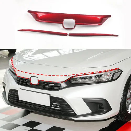 Miniatura 6 de Accesorios de coche para capó de parrilla superior delantera exterior para Honda Civic 11ª generación 2022 2023 2024 2025 2026 ABS 3 piezas