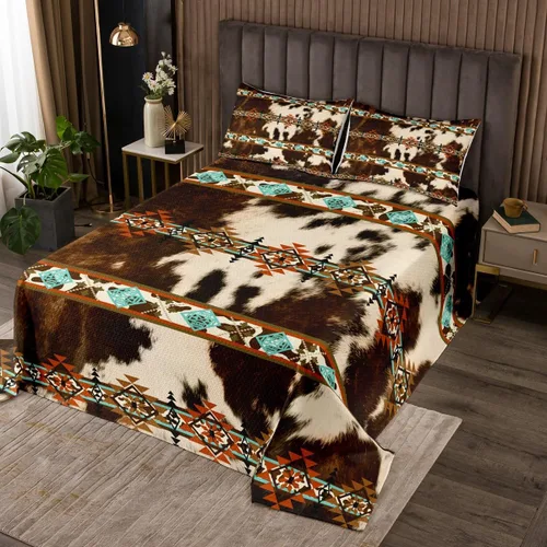 Miniatura 7 de Erosebridal Southwestern - Juego de colcha geométrica bohemia acolchada tamaño individual, juego de edredón étnico tribal con flechas occidentales