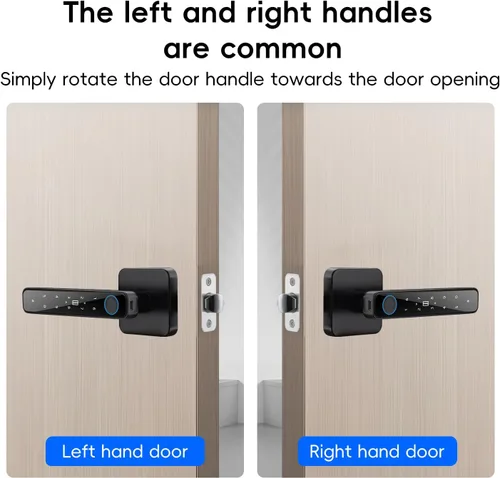 Miniatura 6 de Pomo de puerta inteligente con llave y teclado, entrada sin llave Bluetooth, cerradura de puerta biométrica de huellas dactilares, funciones