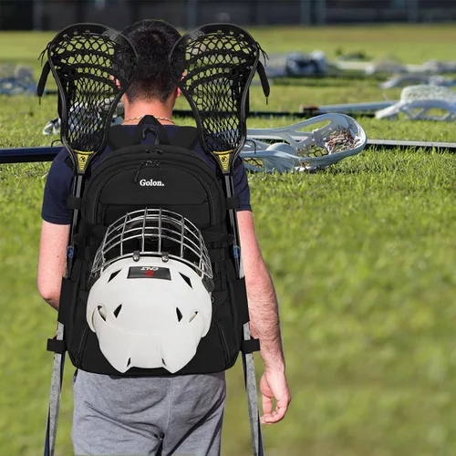 Miniatura 7 de Goloni Lacrosse - Mochila para equipo con dos palos y compartimento separado para tacos y bolsa de hockey sobre césped